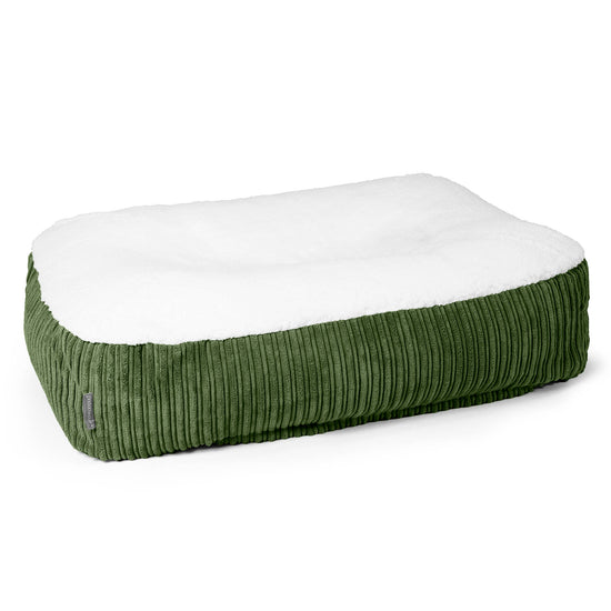 Sloucher Medium Hondenbed - Sherpa & Corduroy Bosgroen 01