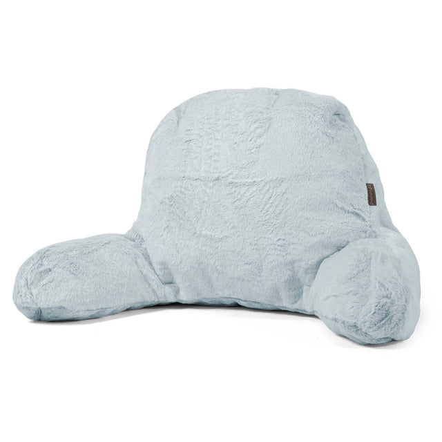 Leeskussen met Hoge Rugsteun - Nepkonijnenbont Stoffig Blauw 01