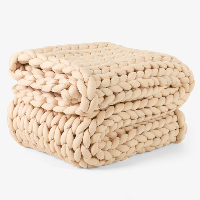 Verzwaarde Deken voor Volwassenen - Grof Gebreid Grijsbruin 01