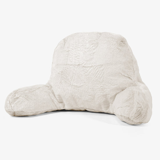 Leeskussen met Hoge Rugsteun - Nepkonijnenbont Wit 01