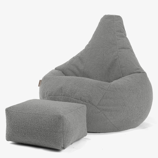 Zitzak Gaming Stoel - Boucle Grijs 01