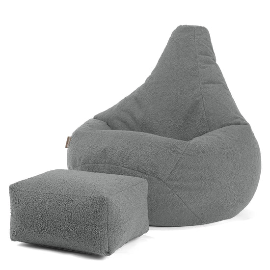 Zitzak Gaming Stoel - Boucle Grijs 01