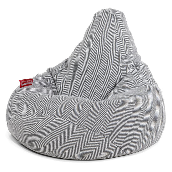 Zitzak Gaming Stoel - Gebreid Visgraat Grijs 02