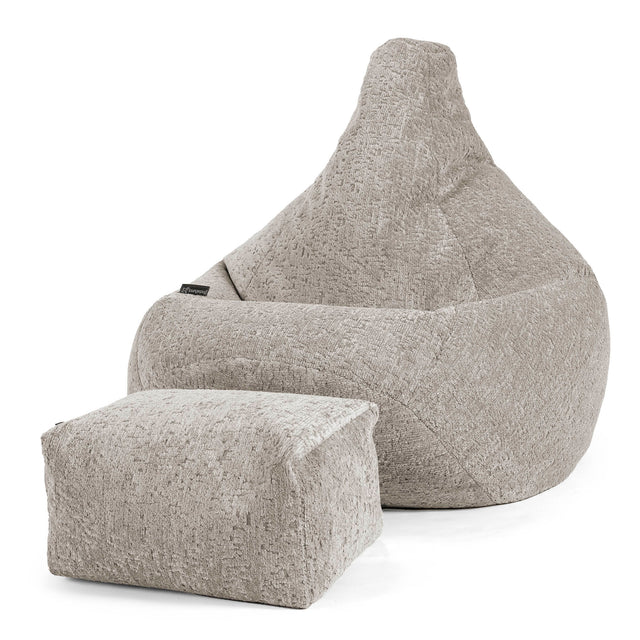Zitzak Gaming Stoel - Luxe Chenille Grijs 01