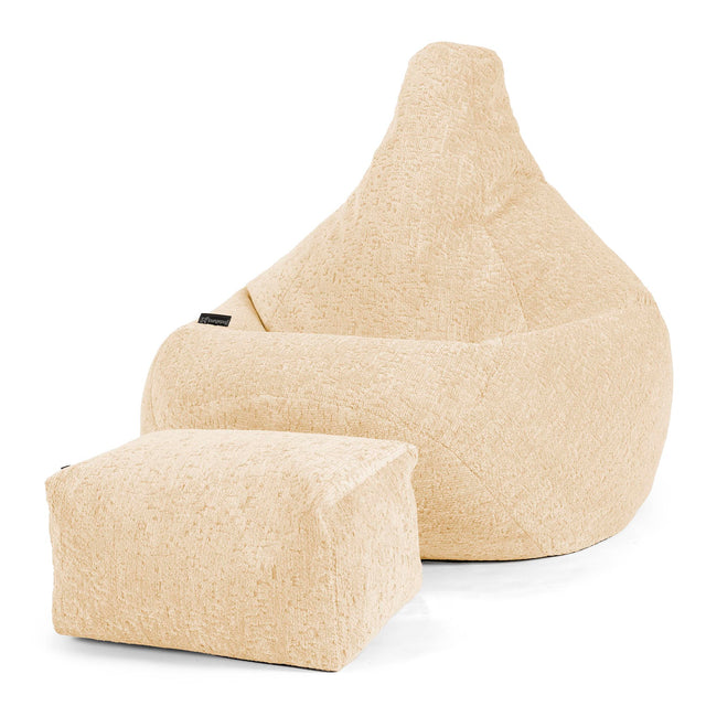 Zitzak Gaming Stoel - Luxe Chenille Ivoor 01