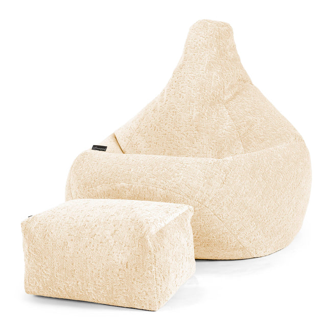 Zitzak Gaming Stoel - Luxe Chenille Ivoor 01