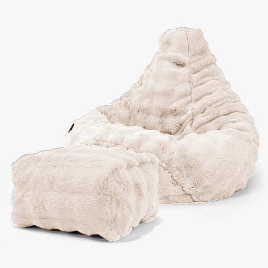 Zitzak Gaming Stoel - Namaakbont Bubble Crème 01