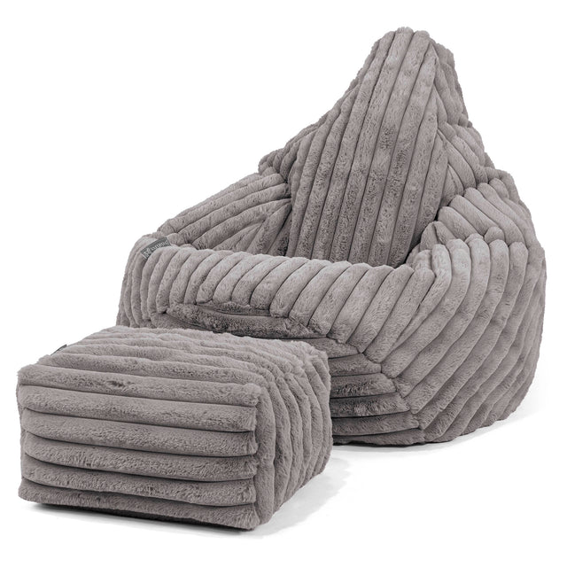 Zitzak Gaming Stoel - Ultra Pluche Corduroy Grijs 01
