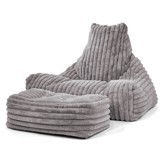 Zitzak Stoel - Ultra Pluche Corduroy Grijs 02