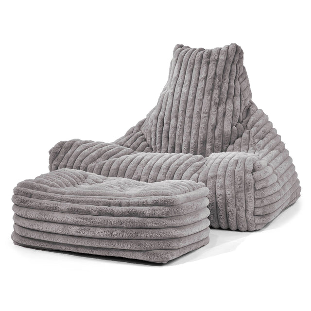Zitzak Stoel - Ultra Pluche Corduroy Grijs 02