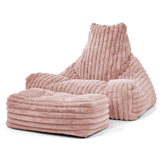 Zitzak Stoel - Ultra Pluche Corduroy Stoffig Roze 02