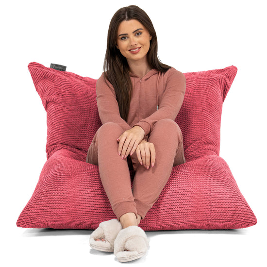 Zitzak Vloerkussen XL - Pompom Pastelrood 02