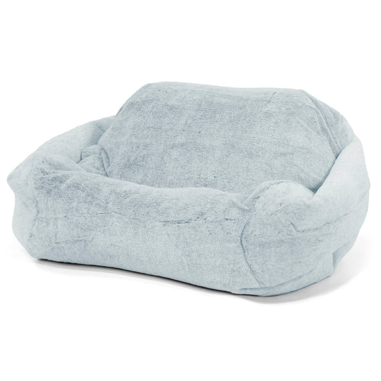 Zitzakfauteuil Sabine - Nepkonijnenbont Stoffig Blauw 01
