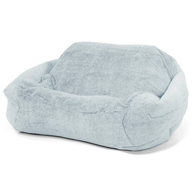 Zitzakfauteuil Sabine - Nepkonijnenbont Stoffig Blauw 01