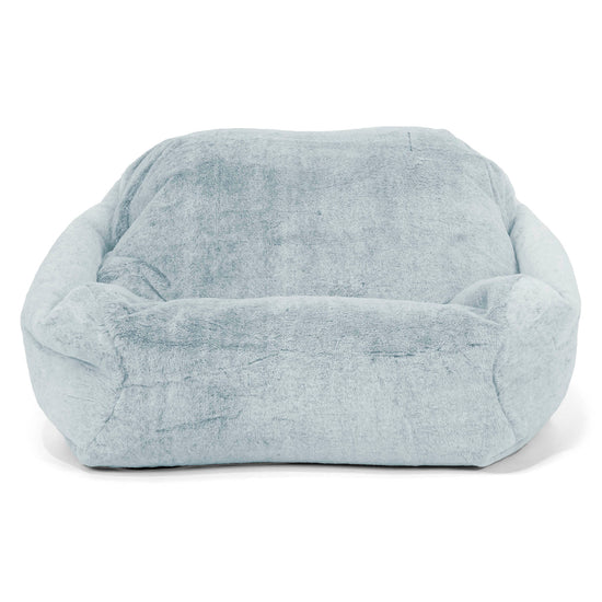 Zitzakfauteuil Sabine - Nepkonijnenbont Stoffig Blauw 02