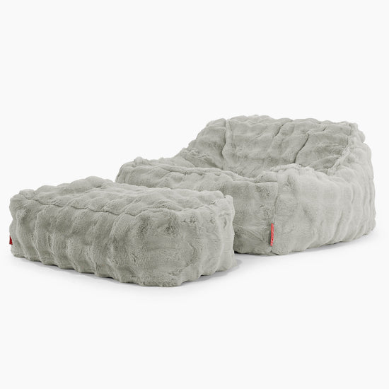 Zitzakstoel Sloucher - Namaakbont Bubble Saliegroen 02