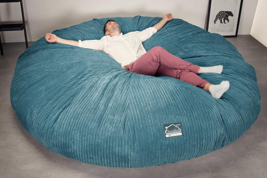 LOUNGE PUG, CloudSac 5000 XXXXXL, Een Titanic Zitzak Bank met Vezel-latex Vlokvulling, Corduroy Petrol