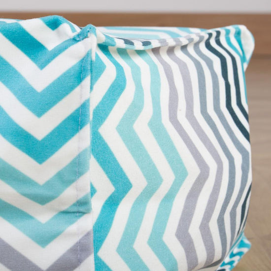 LOUNGE PUG - Zitzak XXL - Vloerkussen Poef - Geometrische Afdruk Chevron Petrol