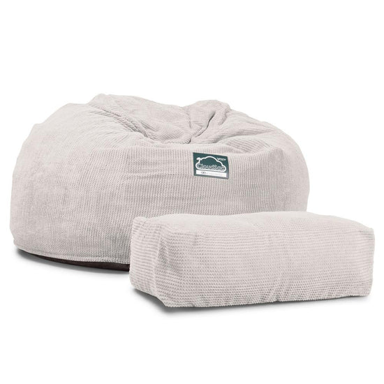LOUNGE PUG, CloudSac 1010 XXL, Gigantische XXL Zitzakbank met Vezel-latex Vlokvulling, Wafelrib Crème