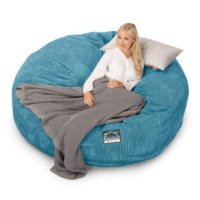 LOUNGE PUG, CloudSac 3000 XXL, Een King Size Zitzak Bank met Vezel-latex Vlokvulling, Corduroy Petrol