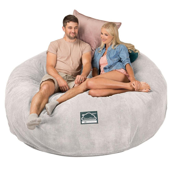 LOUNGE PUG, CloudSac 3000 XXL, Een King Size Zitzak Bank met Vezel-latex Vlokvulling, Wafelrib Crème
