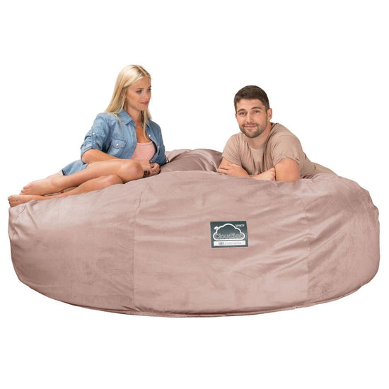 LOUNGE PUG, CloudSac 3000 XXL, Een King Size Zitzak Bank met Vezel-latex Vlokvulling, Fluweel Roze