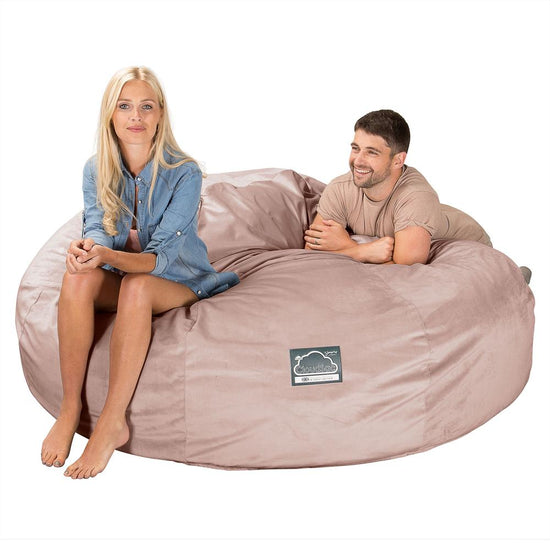 LOUNGE PUG, CloudSac 3000 XXL, Een King Size Zitzak Bank met Vezel-latex Vlokvulling, Fluweel Roze