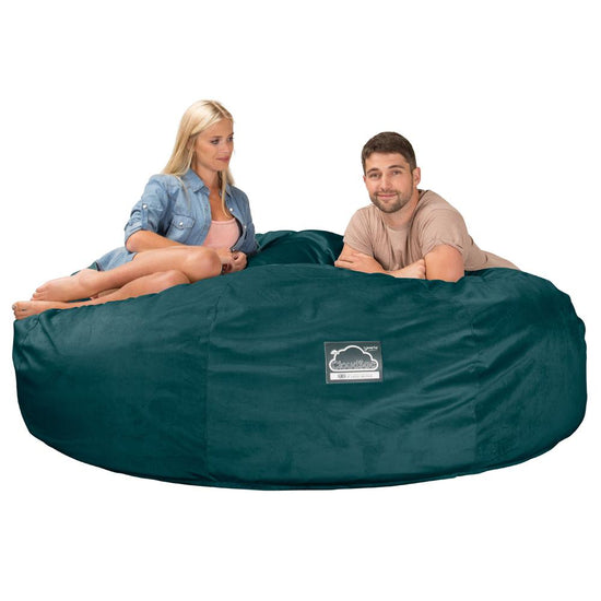 LOUNGE PUG, CloudSac 3000 XXL, Een King Size Zitzak Bank met Vezel-latex Vlokvulling, Fluweel Petrol