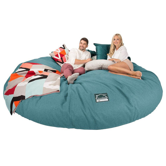 LOUNGE PUG, CloudSac 5000 XXXXXL, Een Titanic Zitzak Bank met Vezel-latex Vlokvulling, Interalli Wol Aqua