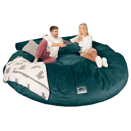 LOUNGE PUG, CloudSac 5000 XXXXXL, Een Titanic Zitzak Bank met Vezel-latex Vlokvulling, Fluweel Petrol