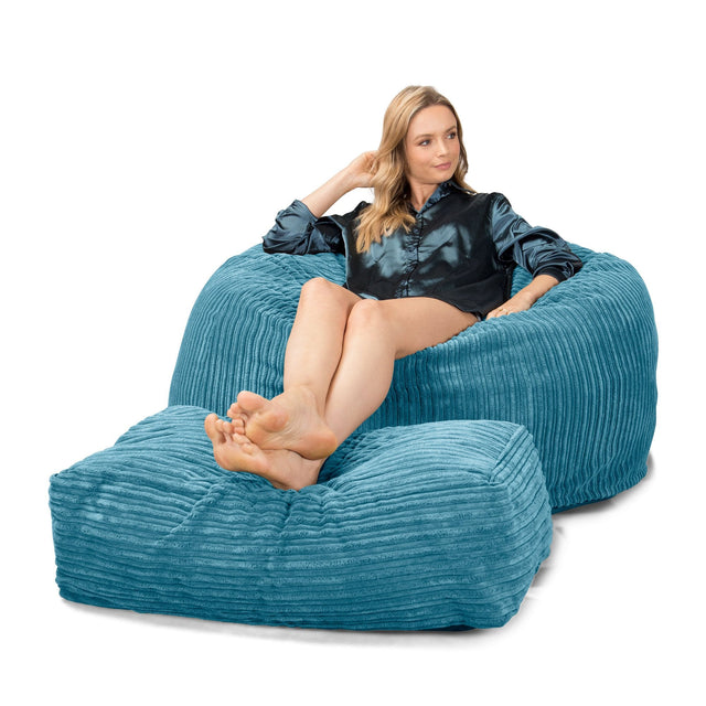 LOUNGE PUG, CloudSac 510 XL, X Large Zitzak met Vezel-latex Vlokvulling, Corduroy Petrol