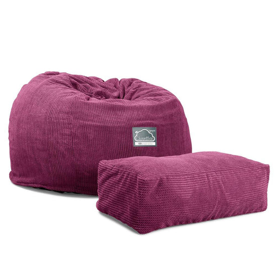 LOUNGE PUG, CloudSac 510 XL, X Large Zitzak met Vezel-latex Vlokvulling, Wafelrib Roze