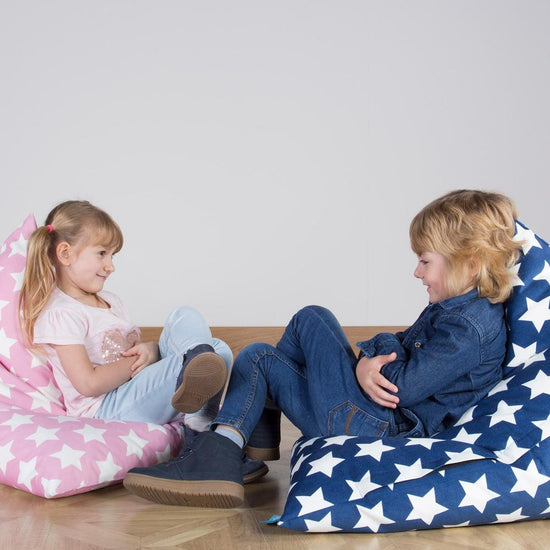 LOUNGE PUG, Kinder Zitzak Stoel, Kinderfauteuil, Afdruk Roze Ster