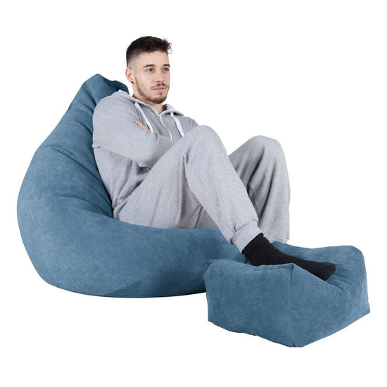 LOUNGE PUG - Zitzak Gaming Stoel - Fauteuil Poef - Wafelstof Petrol
