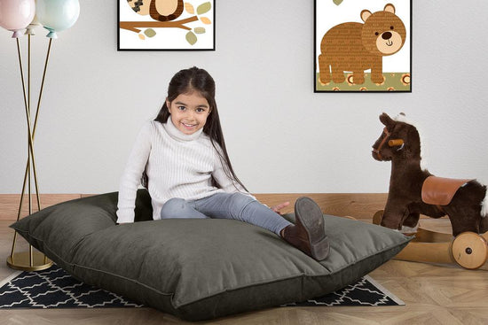LOUNGE PUG, Kinder Zitzak Vloerkussen L, Fluweel Antraciet