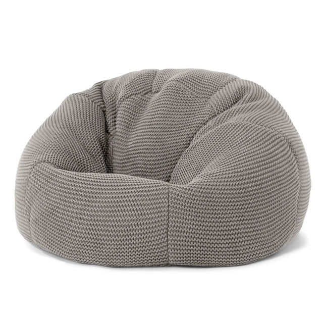 LOUNGE PUG - ELLOS Gebreide - Kinderfauteuil Zitzakken - Kinder Klassieke Zitzak Stoel - Grijs