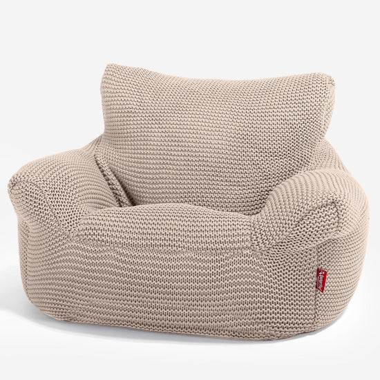 LOUNGE PUG - Kinderfauteuil Zitzakken - Poef - Ellos Gebreide Crème