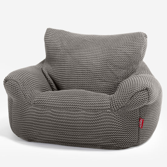 LOUNGE PUG - Kinderfauteuil Zitzakken - Poef - Ellos Gebreide Grijs