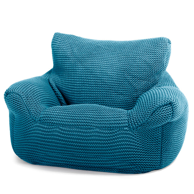 LOUNGE PUG - Kinderfauteuil Zitzakken - Poef - Ellos Gebreide Petrol