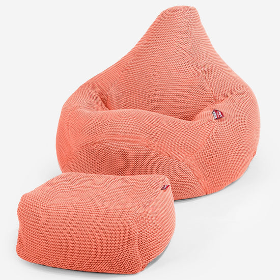 LOUNGE PUG - Zitzak Gaming Stoel - Fauteuil Poef - Ellos Gebreide Koraal