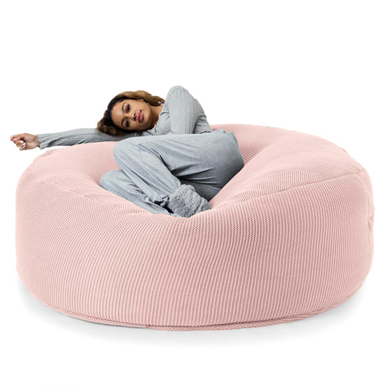 LOUNGE PUG - 'Mega-Mammoet' Zitzak Bank - Slaapbank Poef - Ellos Gebreide Baby Roze
