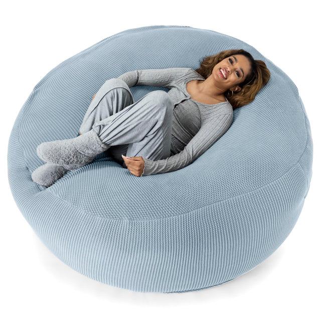 LOUNGE PUG - 'Mega-Mammoet' Zitzak Bank - Slaapbank Poef - Ellos Gebreide Mistig Blauw
