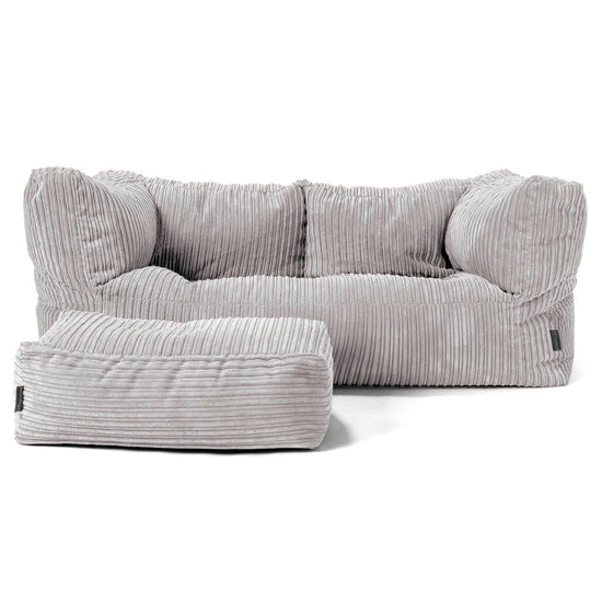 Albert 2-zitsbank Zitzak - Corduroy Aluminium Zilver 02