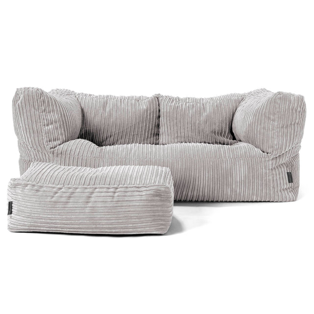 Albert 2-zitsbank Zitzak - Corduroy Aluminium Zilver 02