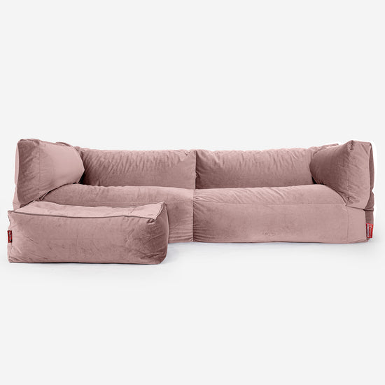 Albert 3-zitsbank Zitzak - Fluweel Roze 02