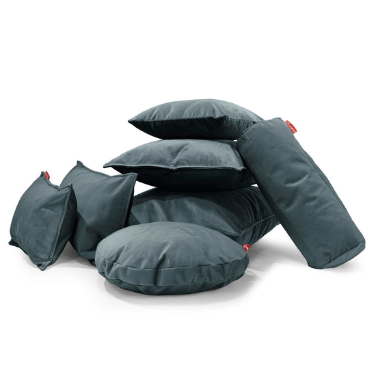 CloudSac 50 Gigantische Kussen met Vezel-latex Vlokvulling 40 x 80cm - Fluweel Petrol 04