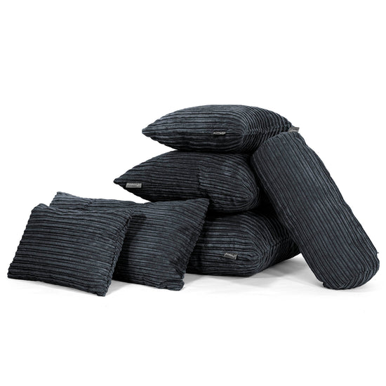 Extra Grote Kussen 70 x 70cm - Corduroy Zwart 04