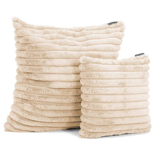 Extra Grote Kussenhoes 70 x 70cm - Ultra Pluche Corduroy Crème 02