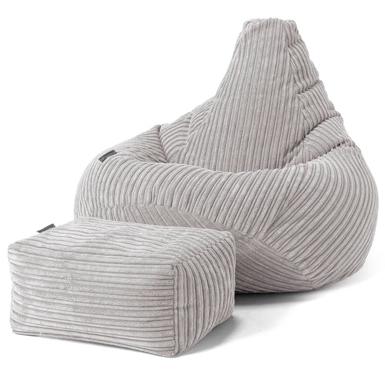 Gaming Kinderzitzakstoel 6-14 jaar oud - Corduroy Aluminium Zilver 02