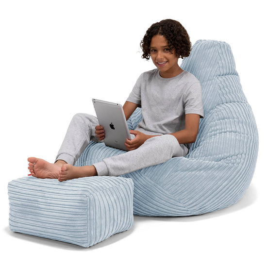 Gaming Kinderzitzakstoel 6-14 jaar oud - Corduroy Baby Blauw 01